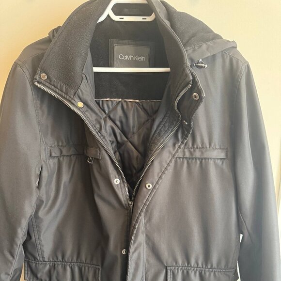 Calvin Klein Jacket Mens Medium Black Long Sleeve Full Zipper Pockets Outdoor - Picture 2 of 8